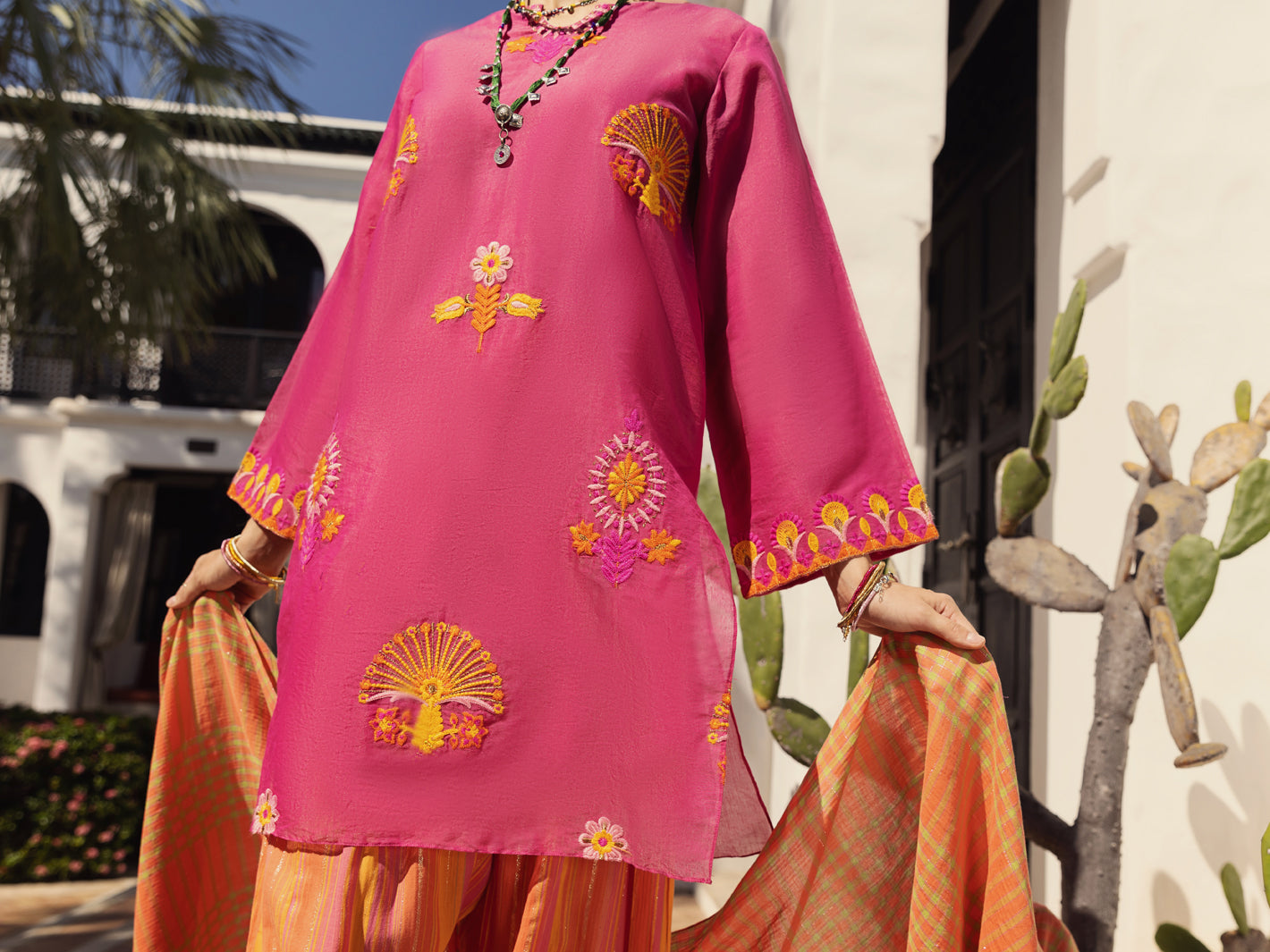 Pink Cotton Yarn-Dyed 3Pc Unstitched - ALP-3PS-1441