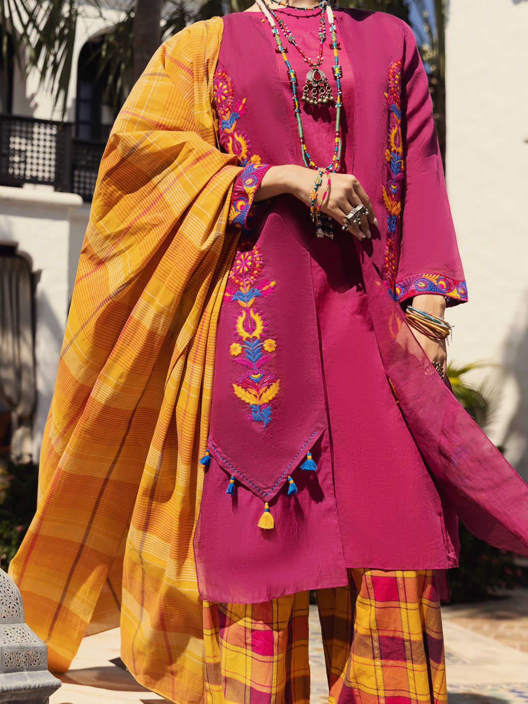 Magenta Poly-Cotton 3 Piece Stitched - ALP-3PS-1442