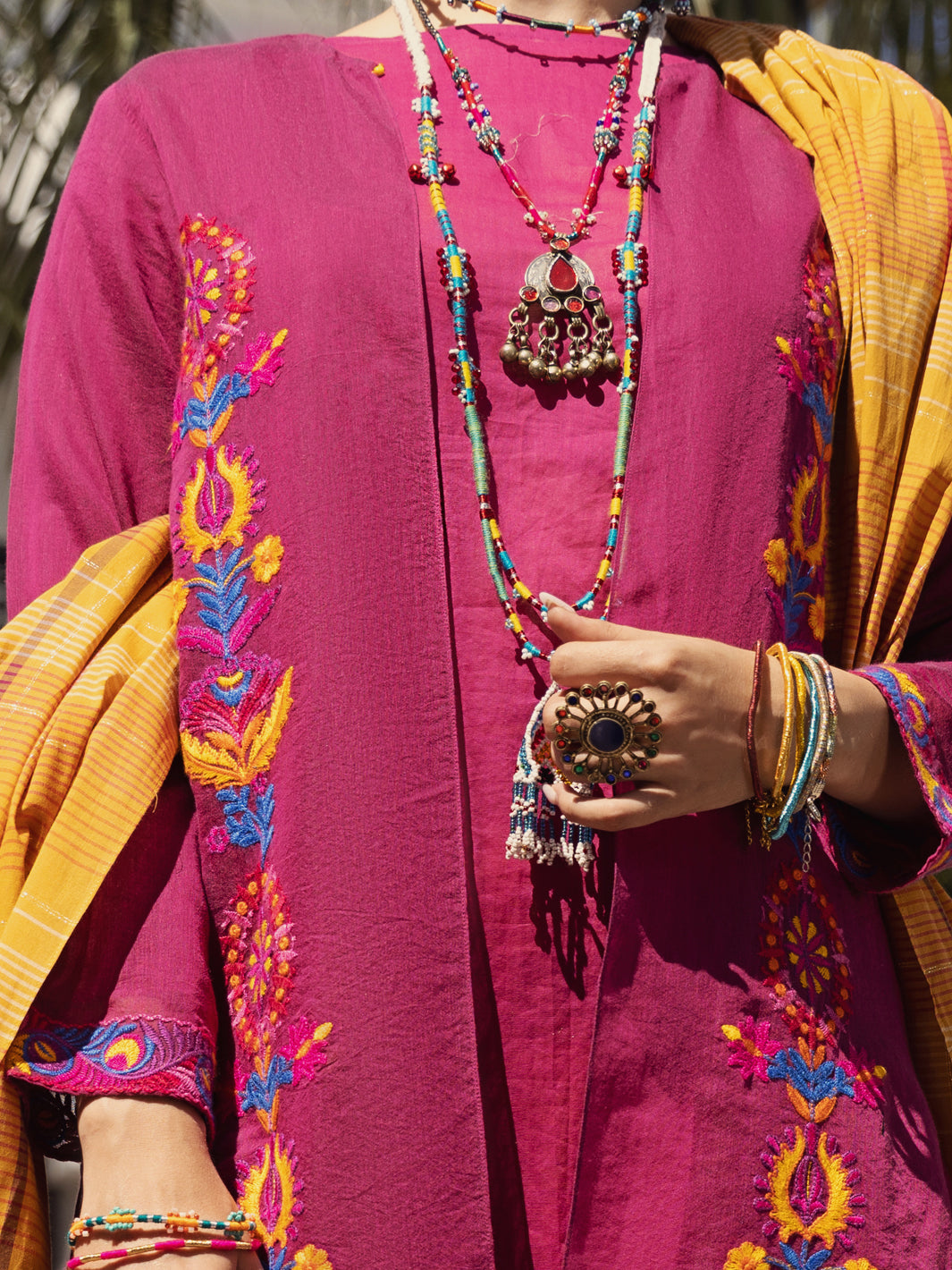 Magenta Poly-Cotton 3 Piece Stitched - ALP-3PS-1442