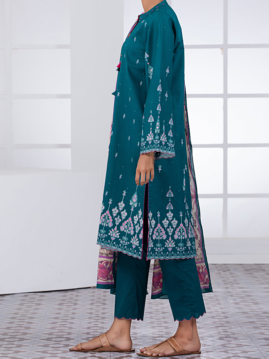 Teal Lawn 2Pc Unstitched - ALP-2PS-1447A