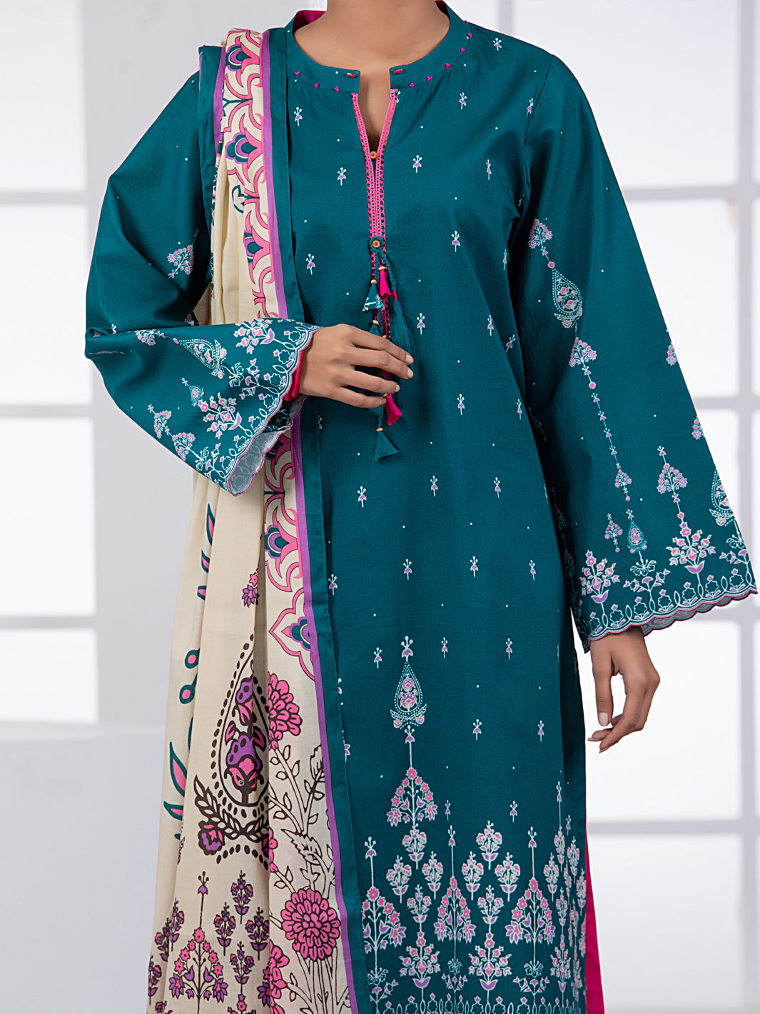 Teal Lawn 2Pc Unstitched - ALP-2PS-1447A