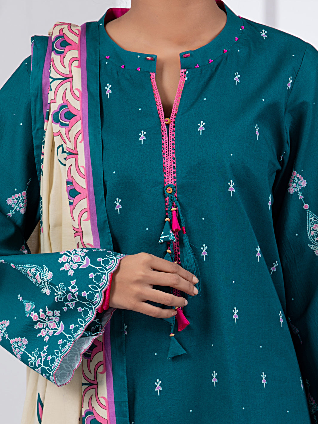 Teal Lawn 2Pc Unstitched - ALP-2PS-1447A