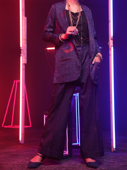 Navy Blue Satin 2Pc Stitched - ALP-2PS-LKS-1455