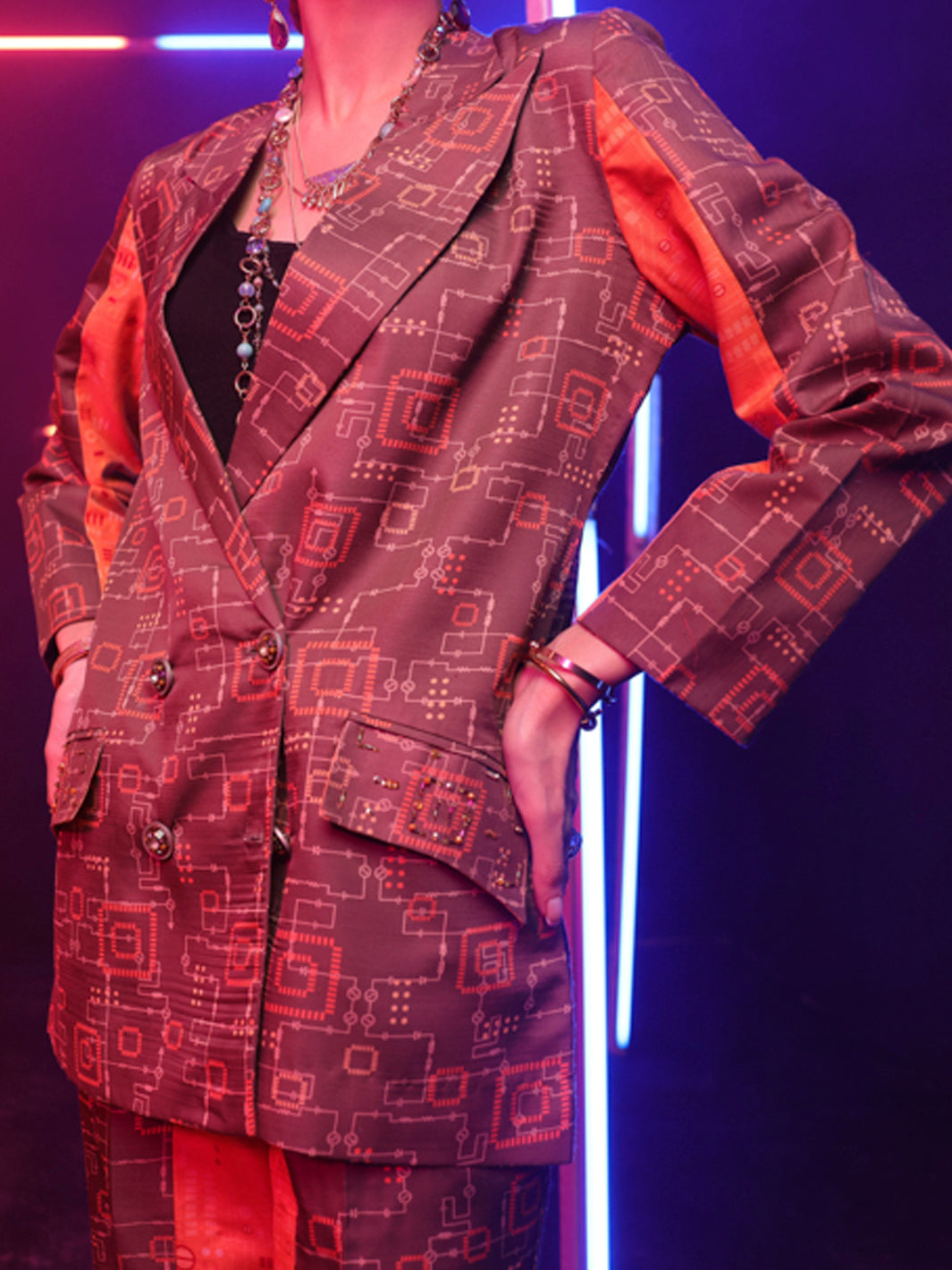 Brown Satin 2Pc Stitched - ALP-2PS-LKS-1458