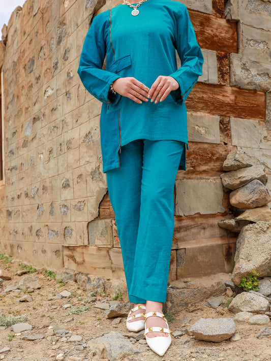 Turquoise Dobby 2Pc Stitched - ALP-2PS-LKS-1464