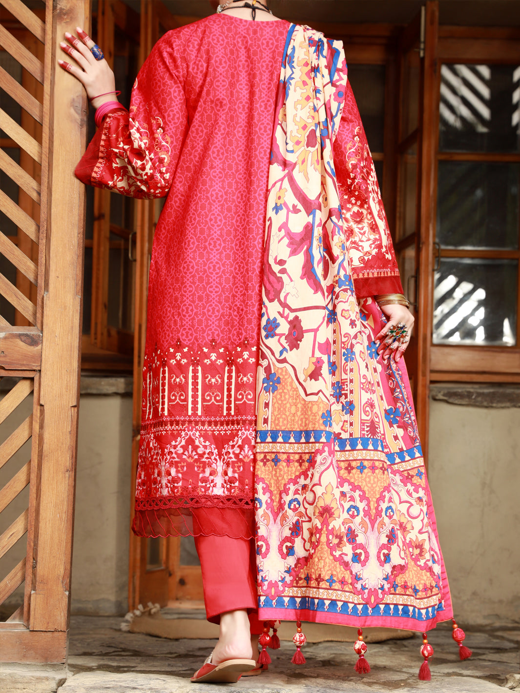 Red Lawn 3Pc Unstitched - ALP-3PS-1477