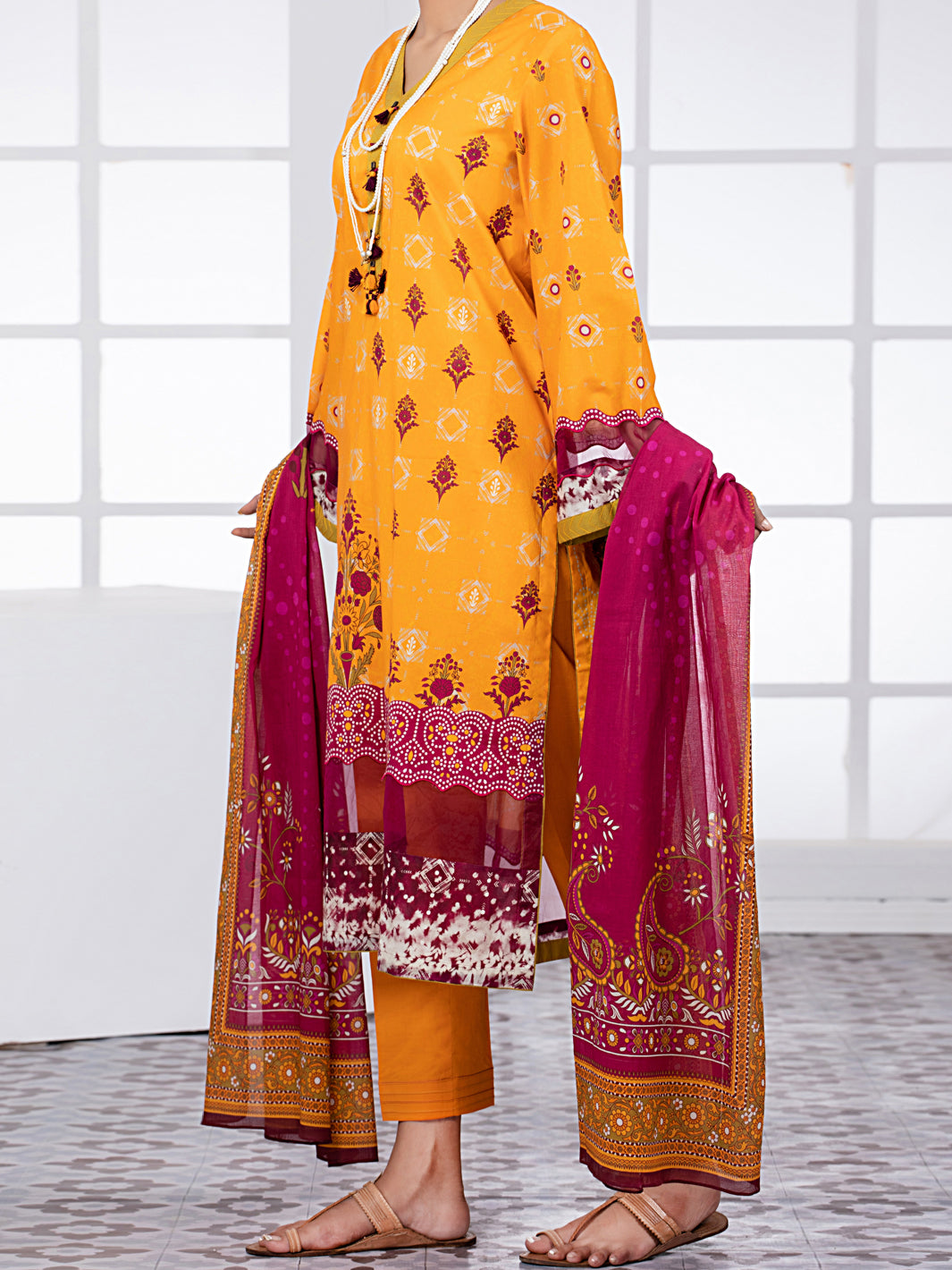 Yellow Lawn 3Pc Unstitched - ALP-3PS-1479