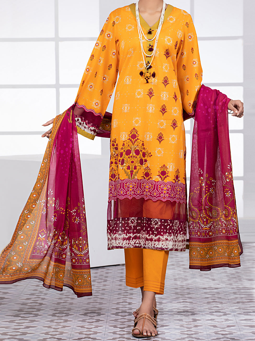 Yellow Lawn 3Pc Unstitched - ALP-3PS-1479