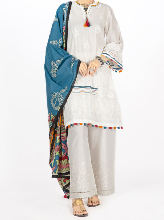White Lawn 3 Piece Unstitched - ALP-3PS-1480