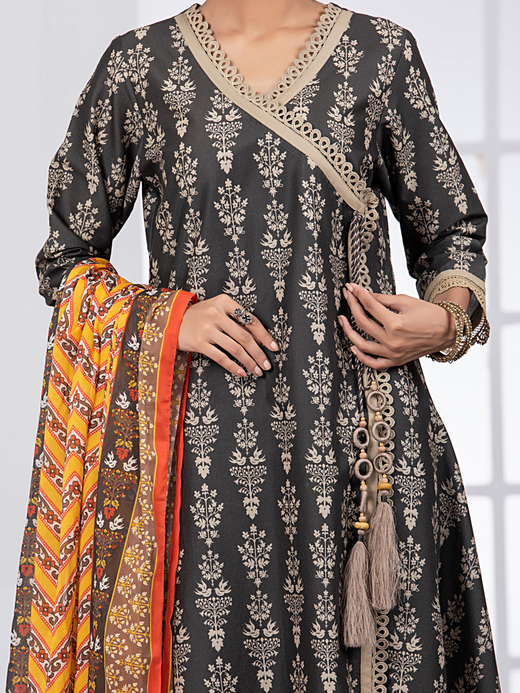 Dark Grey Lawn 3Pc Unstitched - ALP-3PS-1485