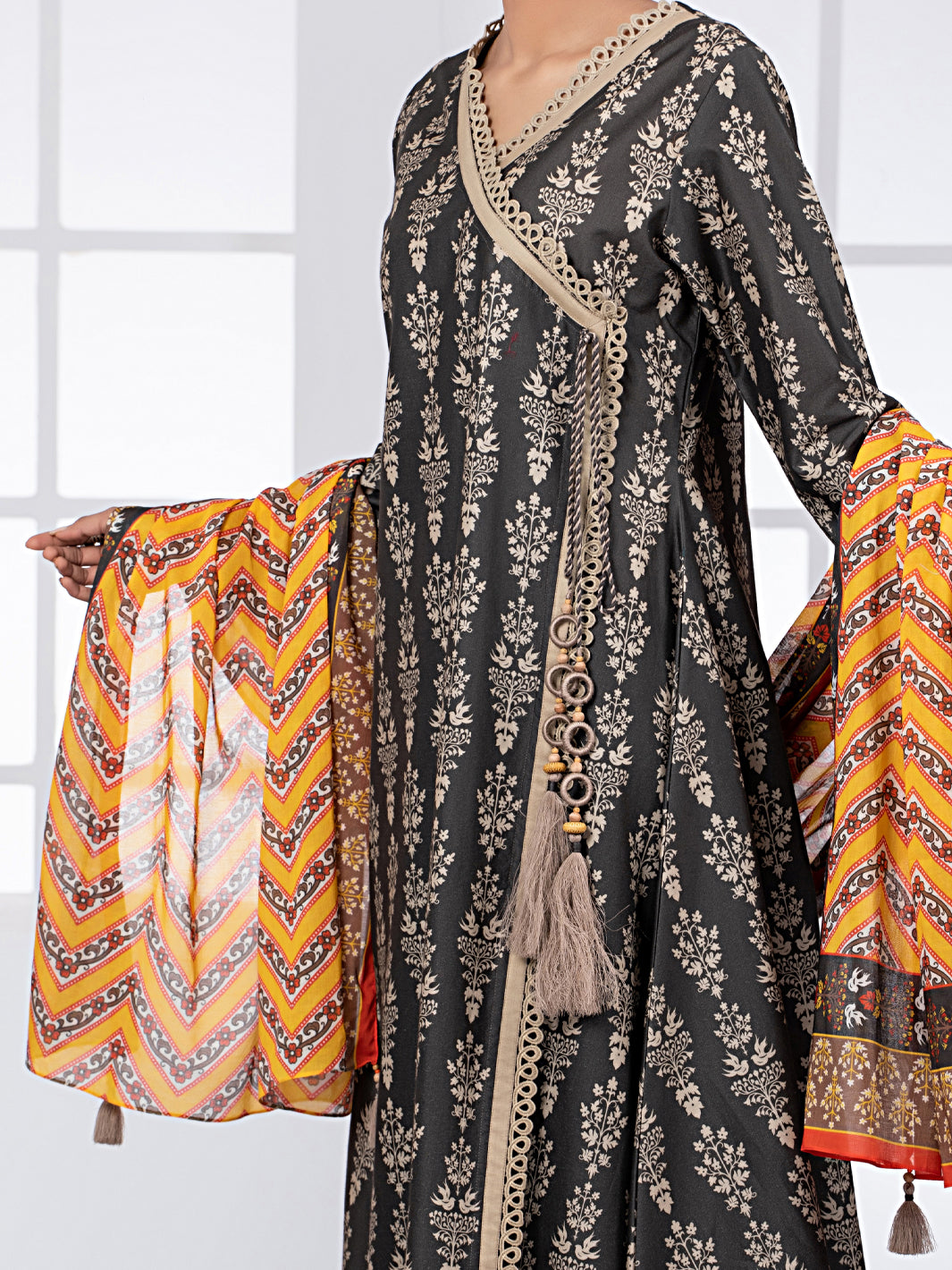 Dark Grey Lawn 3Pc Unstitched - ALP-3PS-1485