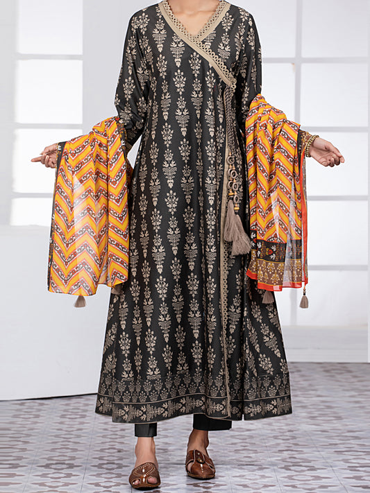 Dark Grey Lawn 3 Piece Unstitched - ALP-3PS-1485
