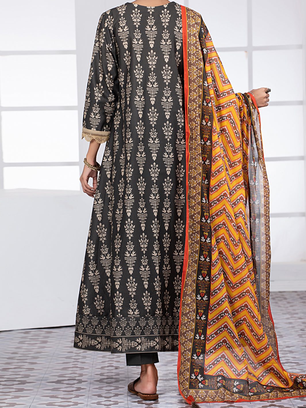 Dark Grey Lawn 3Pc Unstitched - ALP-3PS-1485