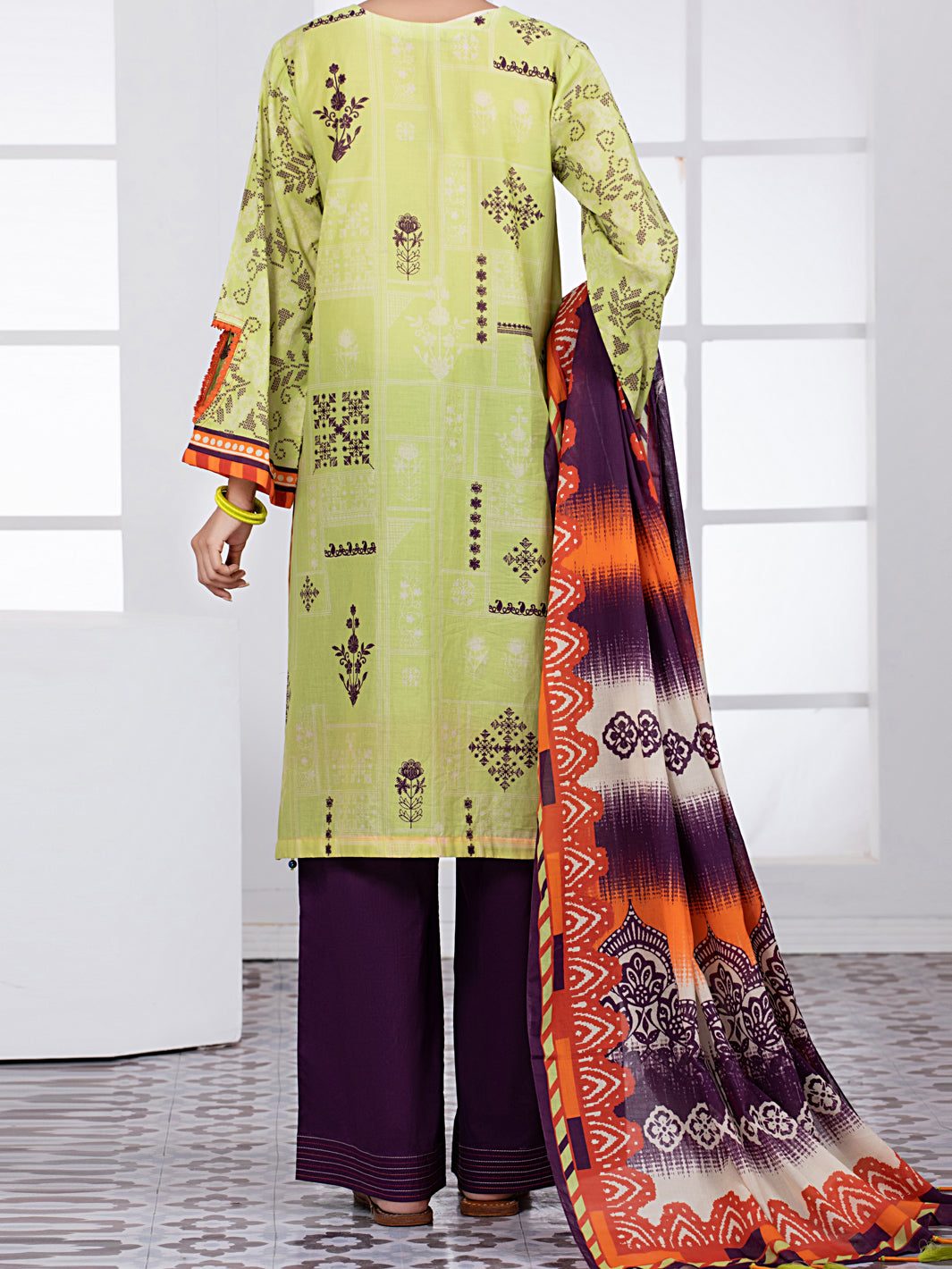 Lime Green Lawn 3Pc Unstitched - ALP-3PS-1486