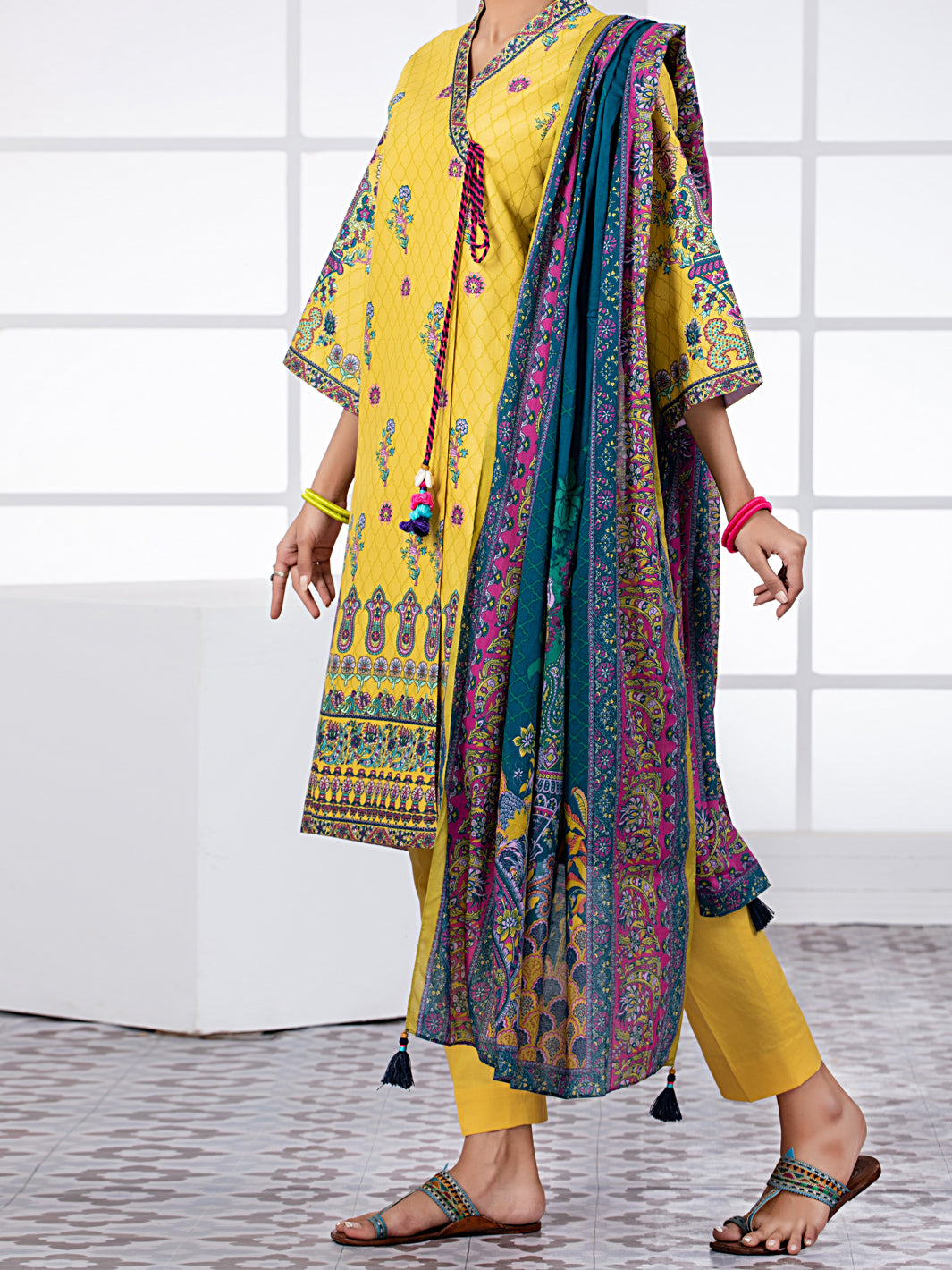Yellow Lawn 3Pc Unstitched - ALP-3PS-1487