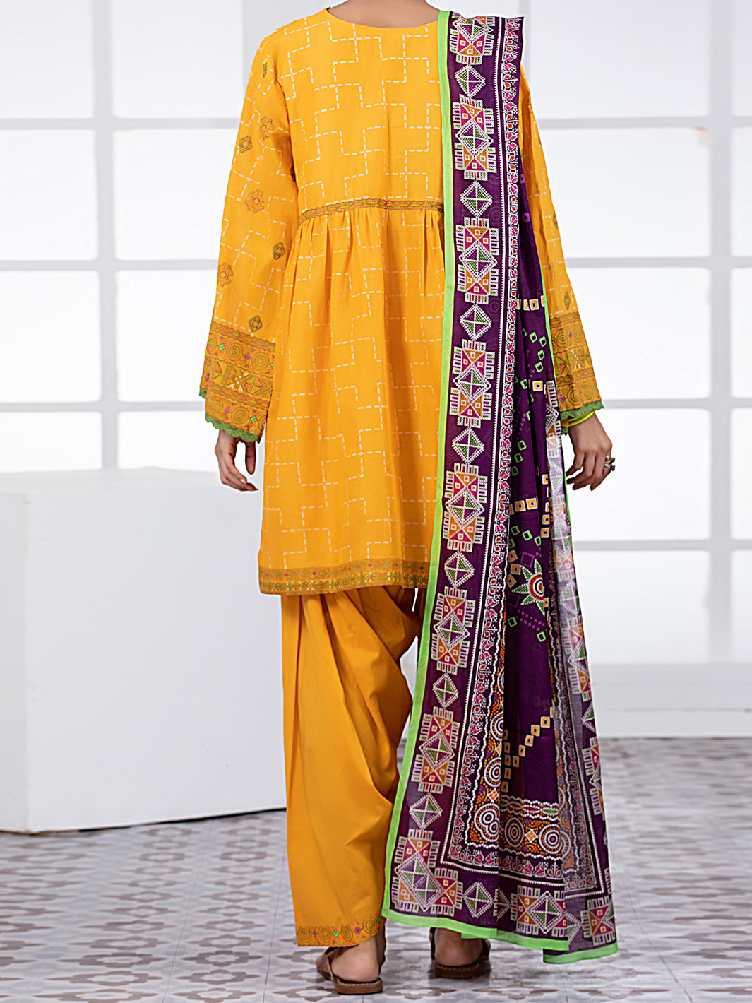 Yellow Lawn 3Pc Unstitched - ALP-3PS-1492