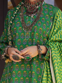 Green Dobby Jacquard 3 Piece Stitched - ALP-3PS-1502