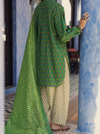 Green Dobby Jacquard 3 Piece Stitched - ALP-3PS-1502