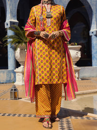 Mustard Jacquard 3 Piece Stitched - ALP-3PS-1503