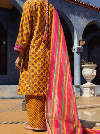 Mustard Jacquard 3 Piece Stitched - ALP-3PS-1503
