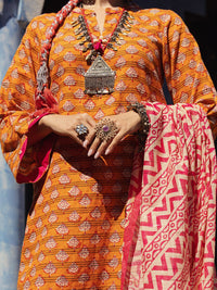 Orange Dobby 3 Piece Unstitched - ALP-3PS-1504