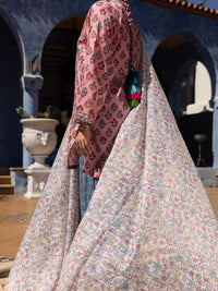 Peach Lino Kara 3 Piece Unstitched - ALP-3PS-1505