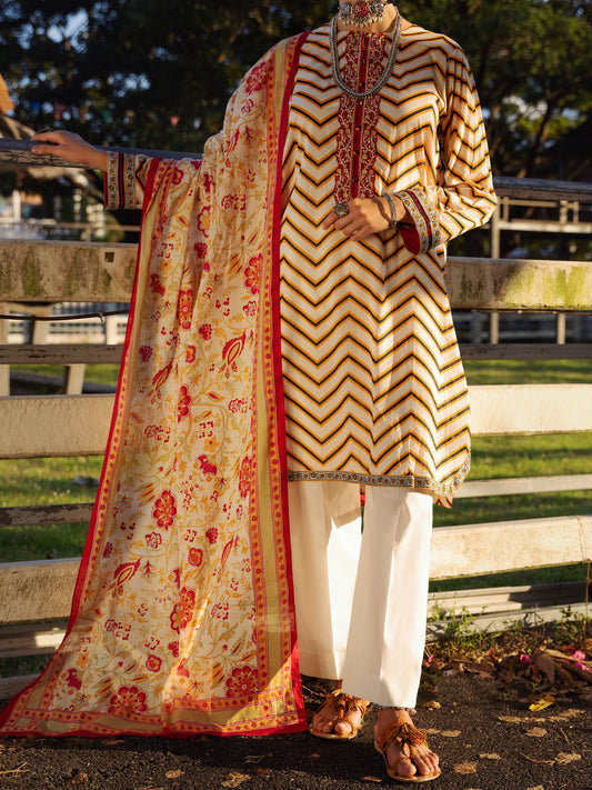 Cream Lawn 3 Piece Unstitched - ALP-3PS-1509