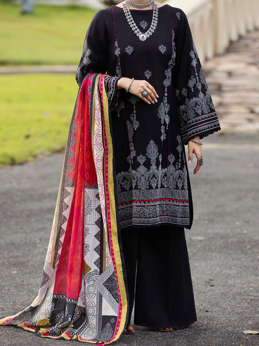 Black Lawn 3 Piece Stitched - ALP-3PS-1512