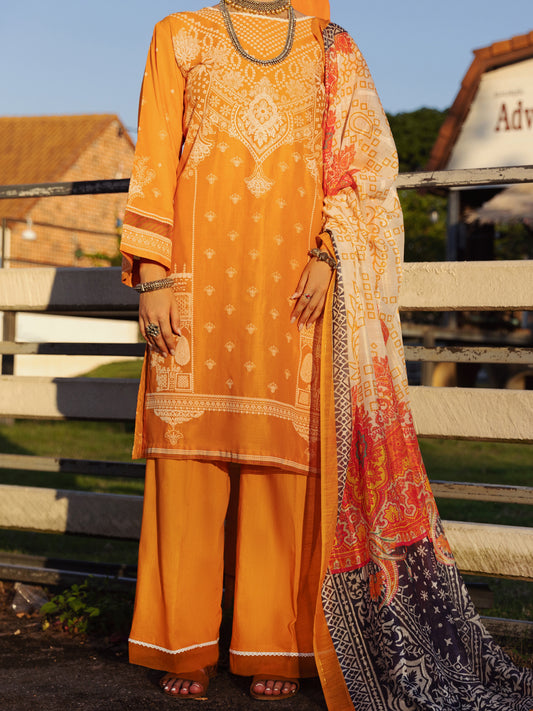 Mustard Lawn 3 Piece Stitched - ALP-3PS-1513