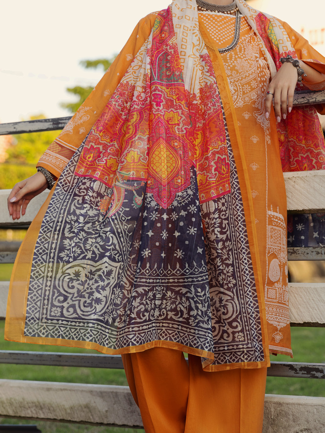 Mustard Lawn 3 Piece Stitched - ALP-3PS-1513