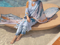 Ice Blue Burn Out 3 Piece Unstitched - ALP-3PS-1514