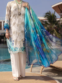Ivory Burn Out 3 Piece Stitched - ALP-3PS-1515