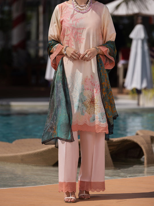 Light Pink Lawn 3 Piece Stitched - ALP-3PS-1516