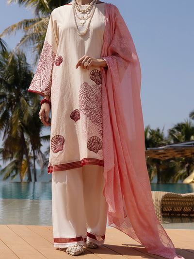 Peach Lawn 3 Piece Stitched - ALP-3PS-1519