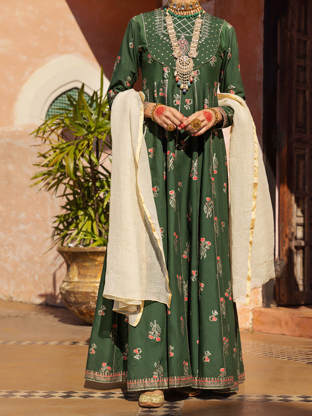 Dark Green Cambric 3 Piece Stitched - ALP-3PS-1522