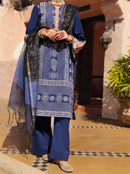 Blue Jacquard 3 Piece Stitched - ALP-3PS-1523