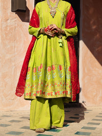 Lime Green Dobby Jacquard 3 Piece Stitched - ALP-3PS-1525
