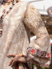 Off White Chanderi 3 Piece Stitched - ALP-3PS-1526