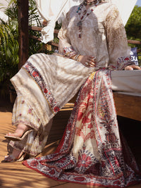 Off White Chanderi 3 Piece Stitched - ALP-3PS-1526
