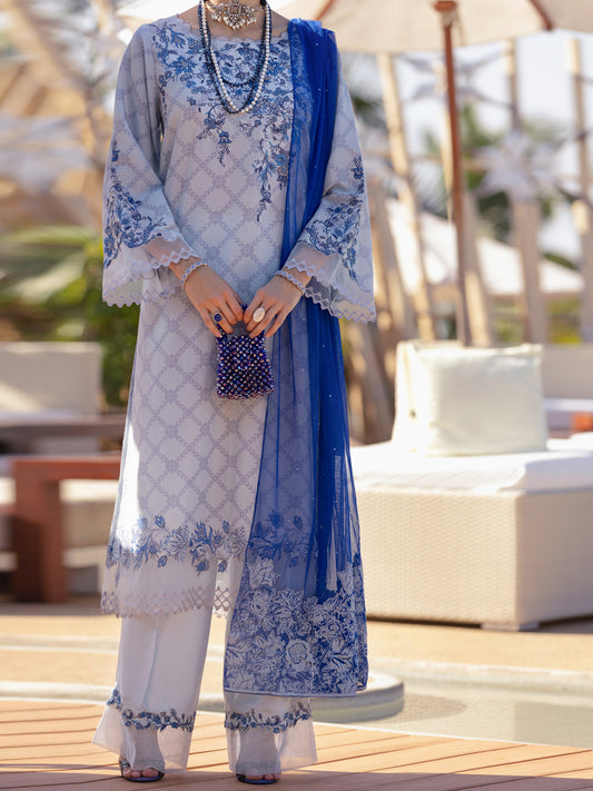Light Grey Chanderi 3 Piece Stitched - ALP-3PS-1528