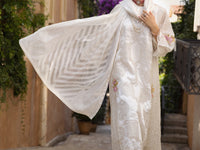 White Impure Organza Burnout 3 Piece Stitched - ALP-3PS-1535