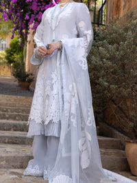 Ice Blue Organza Burnout 3 Piece Unstitched - ALP-3PS-1537