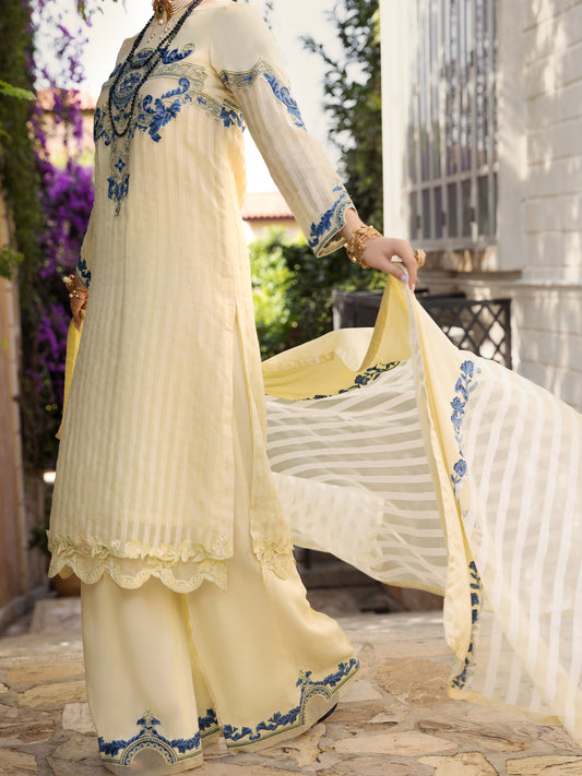 Pista Green Striped Khaddi 3Pc Stitched - ALP-3PS-1539