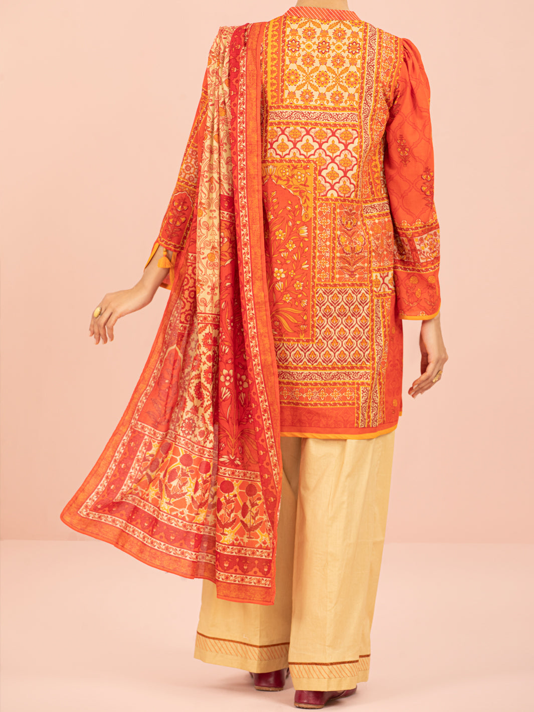 Orange Lawn 3Pc Unstitched - ALP-3PS-1549