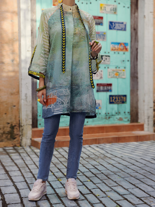 Sage Green Lawn Tunic - ALP-LK-1571