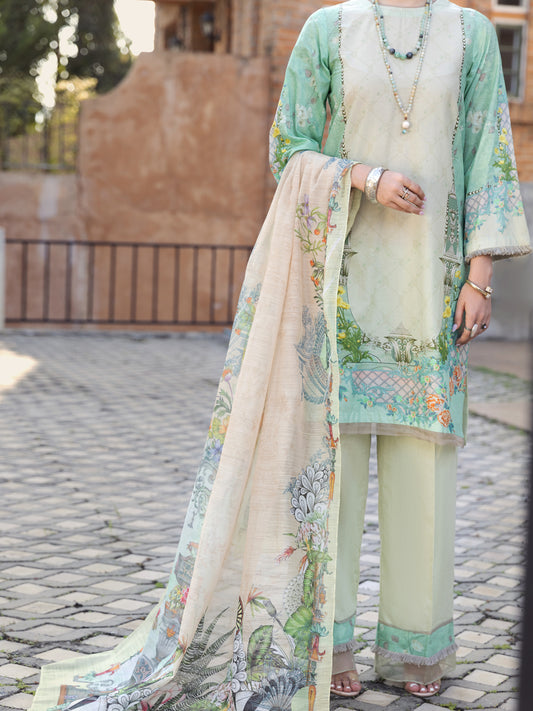 Sage Green Jacquard 3 Piece Stitched - ALP-3PS-1578