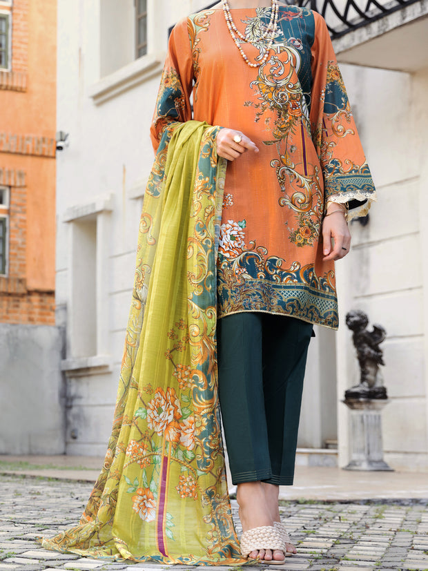 Orange Lawn 3 Piece Stitched - ALP-3PS-1579