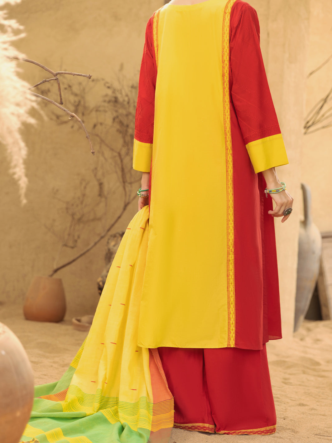 Red & Yellow Lawn 3 Piece Unstitched - ALP-3PS-1581