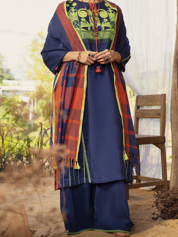 Blue Lawn 3 Piece Stitched - ALP-3PS-1584