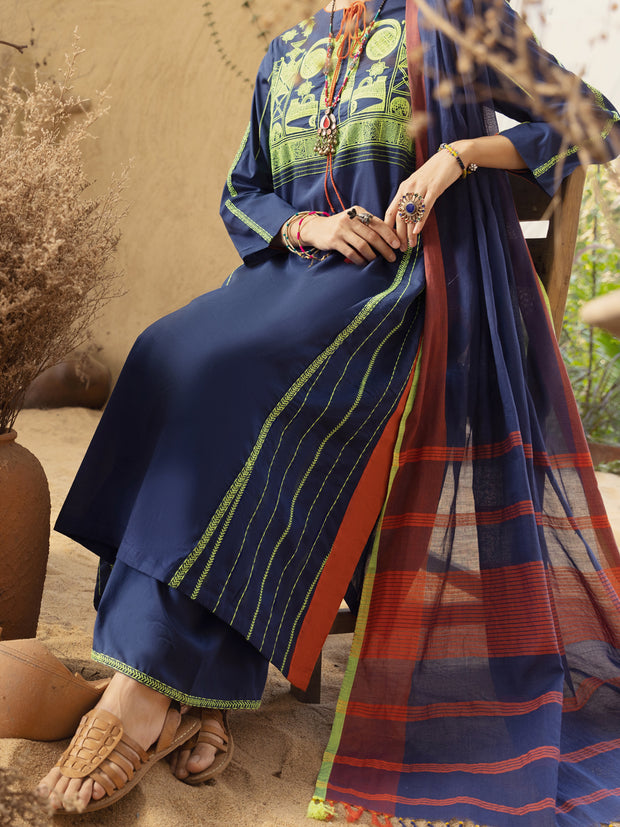 Blue Lawn 3 Piece Stitched - ALP-3PS-1584